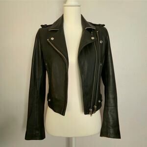 IRO Dylan Leather Moto Jacket Size 36/4 Classic Timeless Rocker Punk Grunge